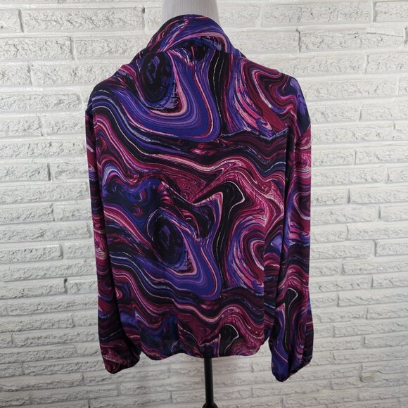 New York and Co Womens Top XXL Plus Purple Watercolor Faux Wrap WAT90E - Picture 7 of 10